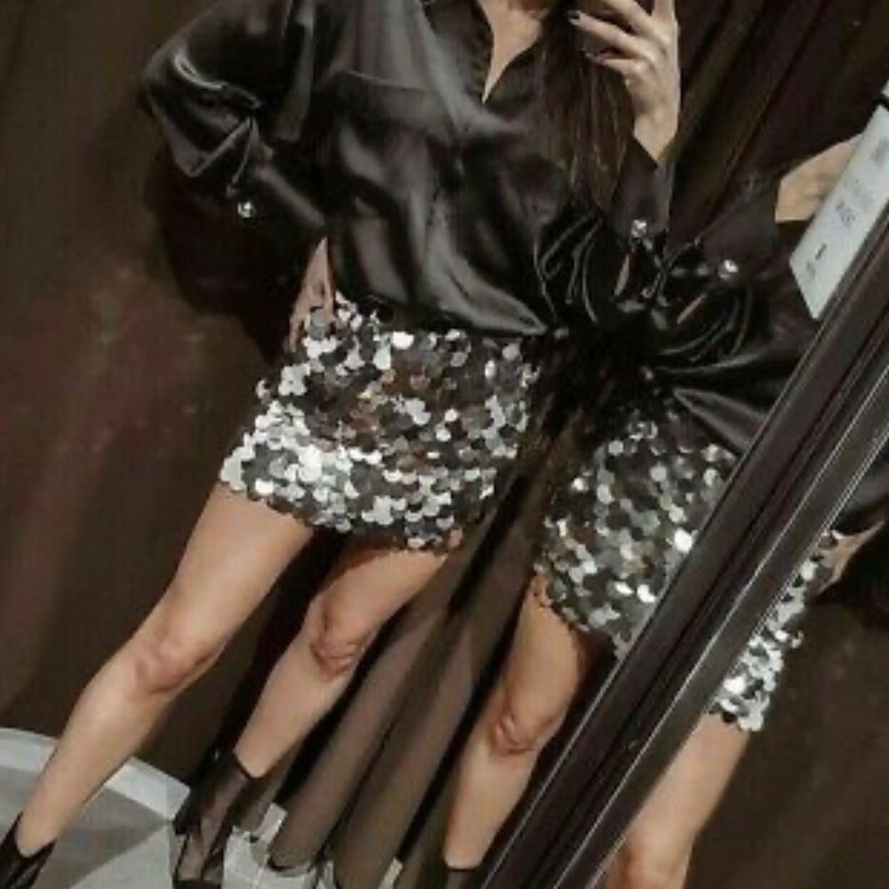 LAST NWT ZARA SHORT SEQUIN SKIRT - Picture 11 of 15